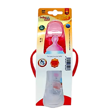 شیرخوری دهانه عریض ارتودنسی دسته دار آویز 300 میلی لیتر کد 407 بی بی لند